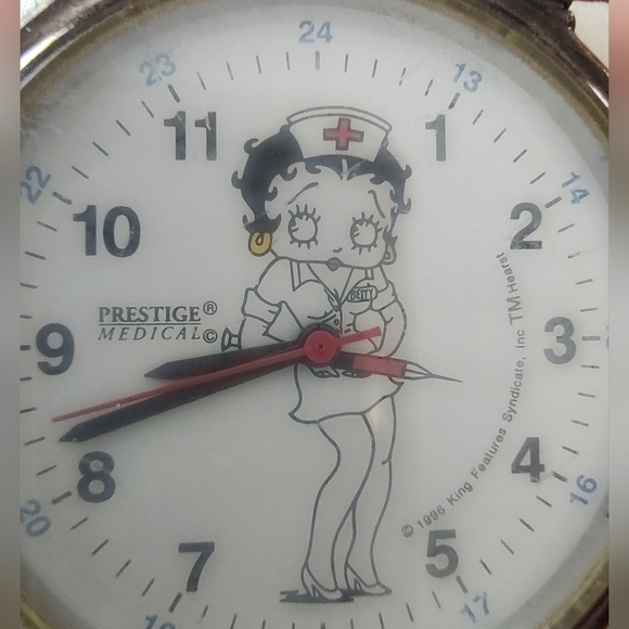 Betty Boop Nurse Prestige Medical Circa 1996 Silver Watch Water Resistant - Picture 2 of 9